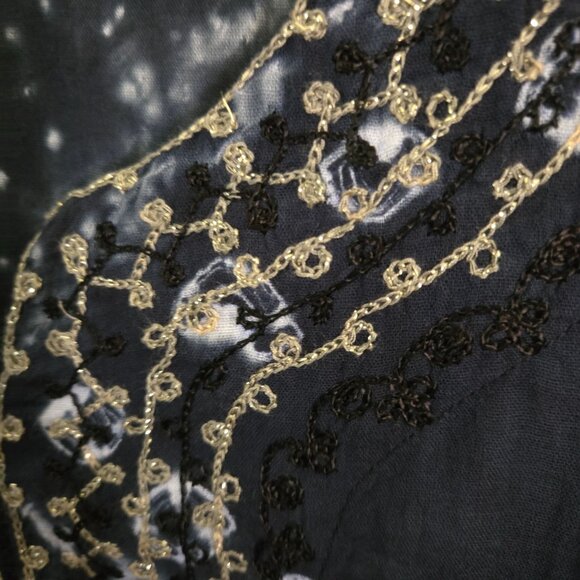 Soft Surroundings Blue Antiqua Tie Dye Embroidered Tunic Top Size Mp - Picture 5 of 6